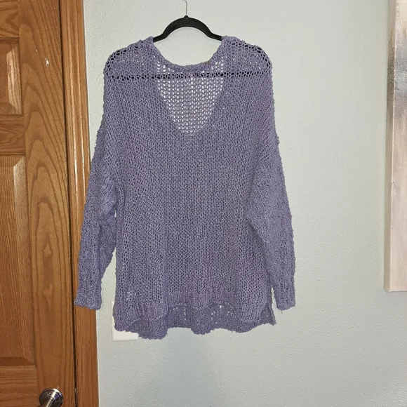 Free People Sunday Shore Lilac Color Pullover Open Knit Sweater - Picture 10 of 10